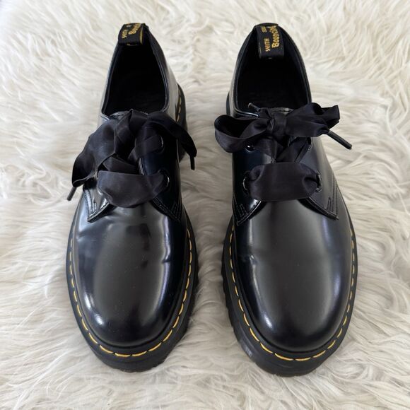 Dr Doc Martens Holly Platform Shoes Black Leather Oxfords Women's Size 10 US - Picture 2 of 9